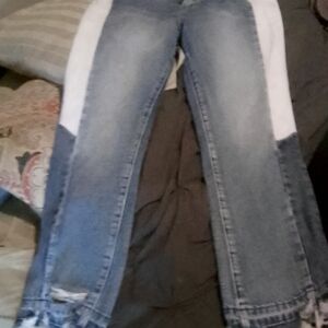 Women's Blue and White Jeans